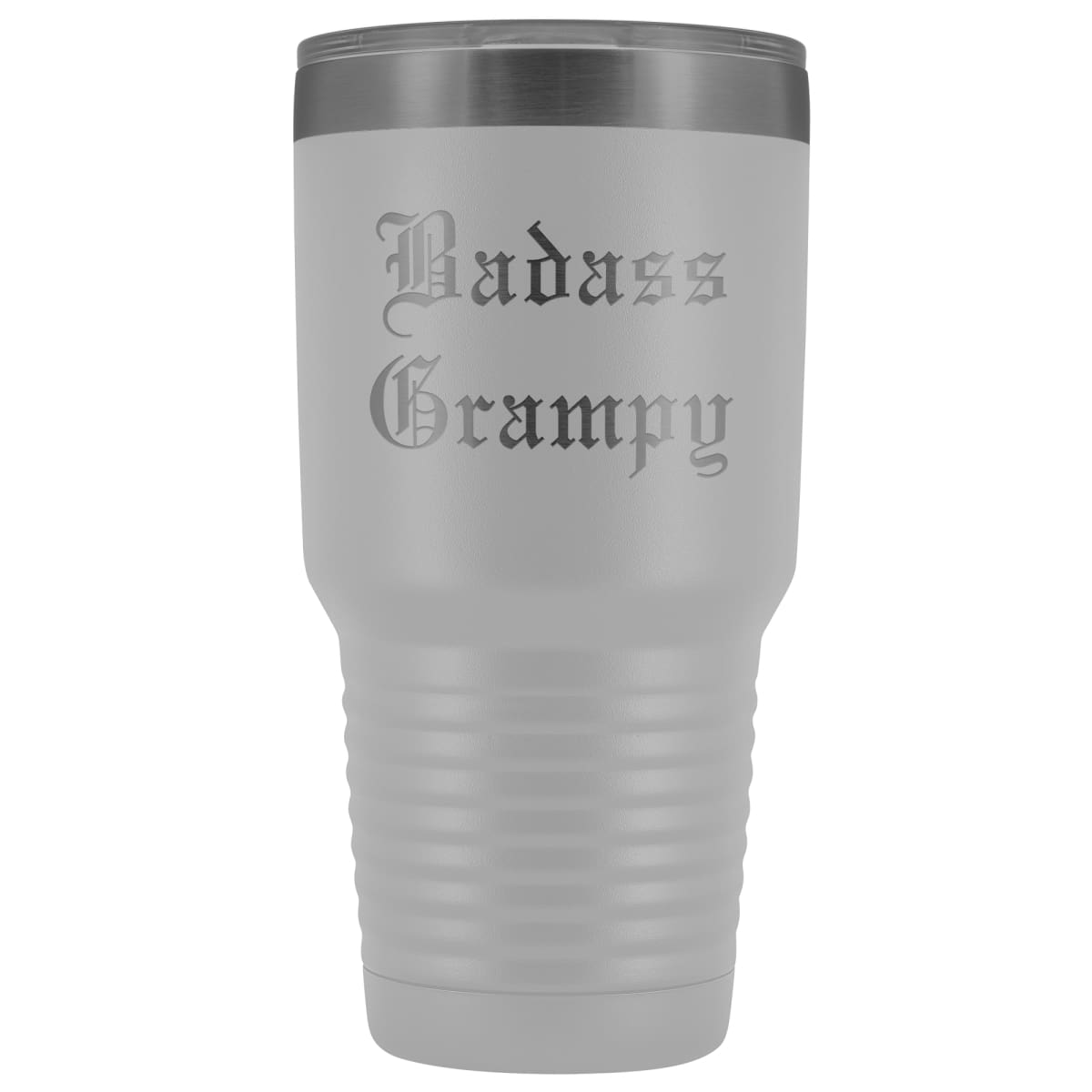 Unique Grampy Gift: Personalized Old English Badass Grampy Gift Idea Insulated Tumbler 30oz $38.95 | White Tumblers