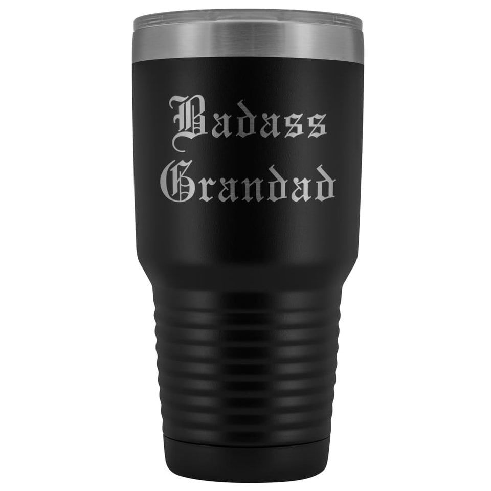 Unique Grandad Gift: Personalized Old English "Badass Grandad" Father's Day Insulated Tumbler 30oz