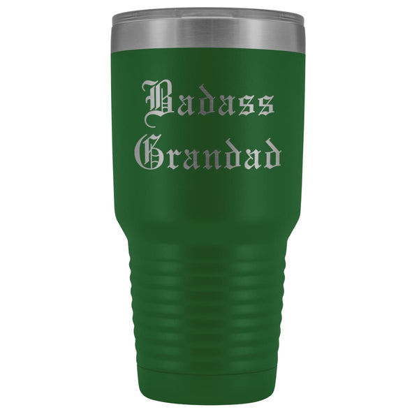 Unique Grandad Gift: Personalized Old English Badass Grandad Fathers Day Insulated Tumbler 30oz $38.95 | Green Tumblers
