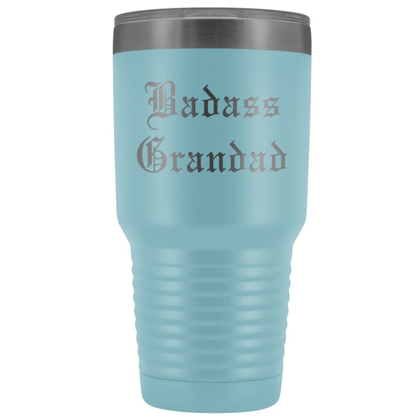 Unique Grandad Gift: Personalized Old English Badass Grandad Fathers Day Insulated Tumbler 30oz $38.95 | Light Blue Tumblers
