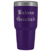 Unique Grandad Gift: Personalized Old English Badass Grandad Fathers Day Insulated Tumbler 30oz $38.95 | Purple Tumblers