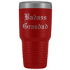 Unique Grandad Gift: Personalized Old English Badass Grandad Fathers Day Insulated Tumbler 30oz $38.95 | Red Tumblers
