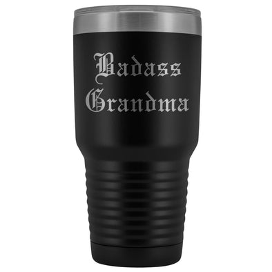 Unique Grandma Gift: Personalized Old English Badass Grandma Mothers Day Insulated Tumbler 30oz $38.95 | Black Tumblers