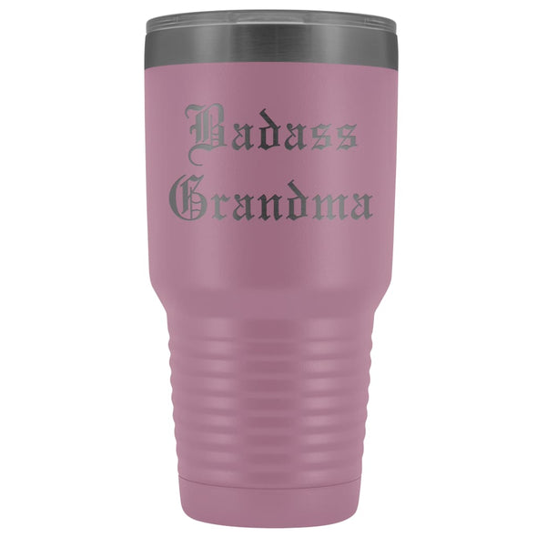 Unique Grandma Gift: Personalized Old English Badass Grandma Mothers Day Insulated Tumbler 30oz $38.95 | Light Purple Tumblers