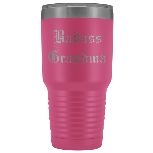 Unique Grandma Gift: Personalized Old English Badass Grandma Mothers Day Insulated Tumbler 30oz $38.95 | Pink Tumblers