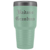 Unique Grandma Gift: Personalized Old English Badass Grandma Mothers Day Insulated Tumbler 30oz $38.95 | Teal Tumblers