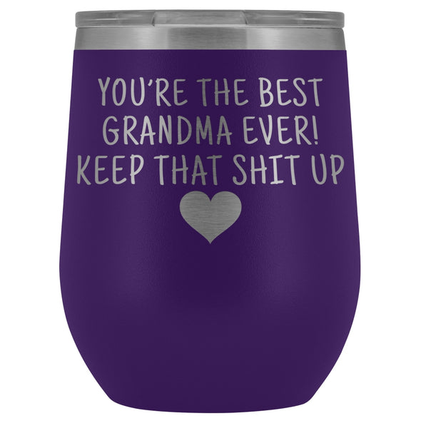 Unique Grandma Gifts: Best Grandma Ever! Insulated Wine Tumbler 12oz $29.99 | Purple Wine Tumbler