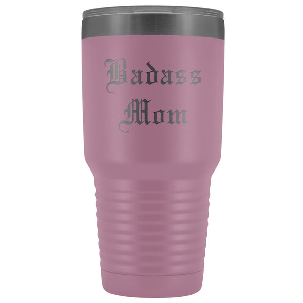 Unique Mom Gift: Old English Badass Mom Birthday Christmas Insulated Tumbler 30oz $38.95 | Light Purple Tumblers