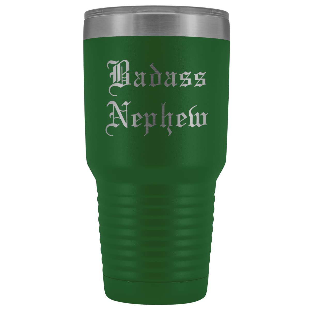 Unique Nephew Gift: Personalized Old English Badass Nephew Birthday Gift Idea Insulated Tumbler 30oz $38.95 | Green Tumblers