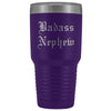 Unique Nephew Gift: Personalized Old English Badass Nephew Birthday Gift Idea Insulated Tumbler 30oz $38.95 | Purple Tumblers