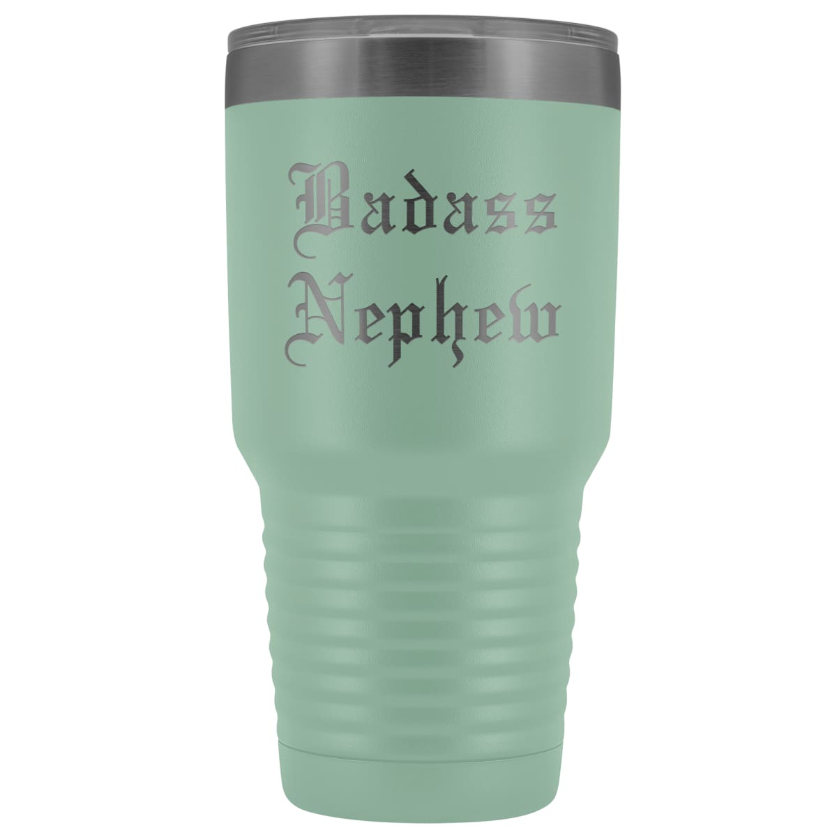 Unique Nephew Gift: Personalized Old English Badass Nephew Birthday Gift Idea Insulated Tumbler 30oz $38.95 | Teal Tumblers