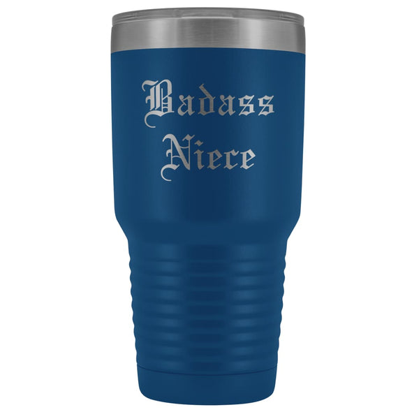Unique Niece Gift: Personalized Old English Badass Niece Special Graduation Insulated Tumbler 30oz $38.95 | Blue Tumblers