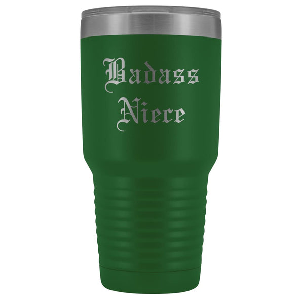 Unique Niece Gift: Personalized Old English Badass Niece Special Graduation Insulated Tumbler 30oz $38.95 | Green Tumblers