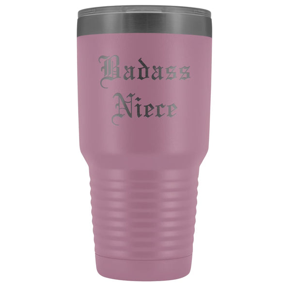 Unique Niece Gift: Personalized Old English Badass Niece Special Graduation Insulated Tumbler 30oz $38.95 | Light Purple Tumblers