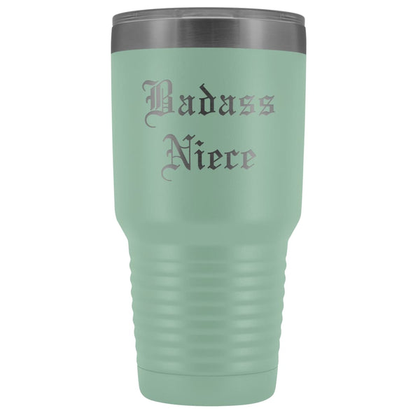 Unique Niece Gift: Personalized Old English Badass Niece Special Graduation Insulated Tumbler 30oz $38.95 | Teal Tumblers