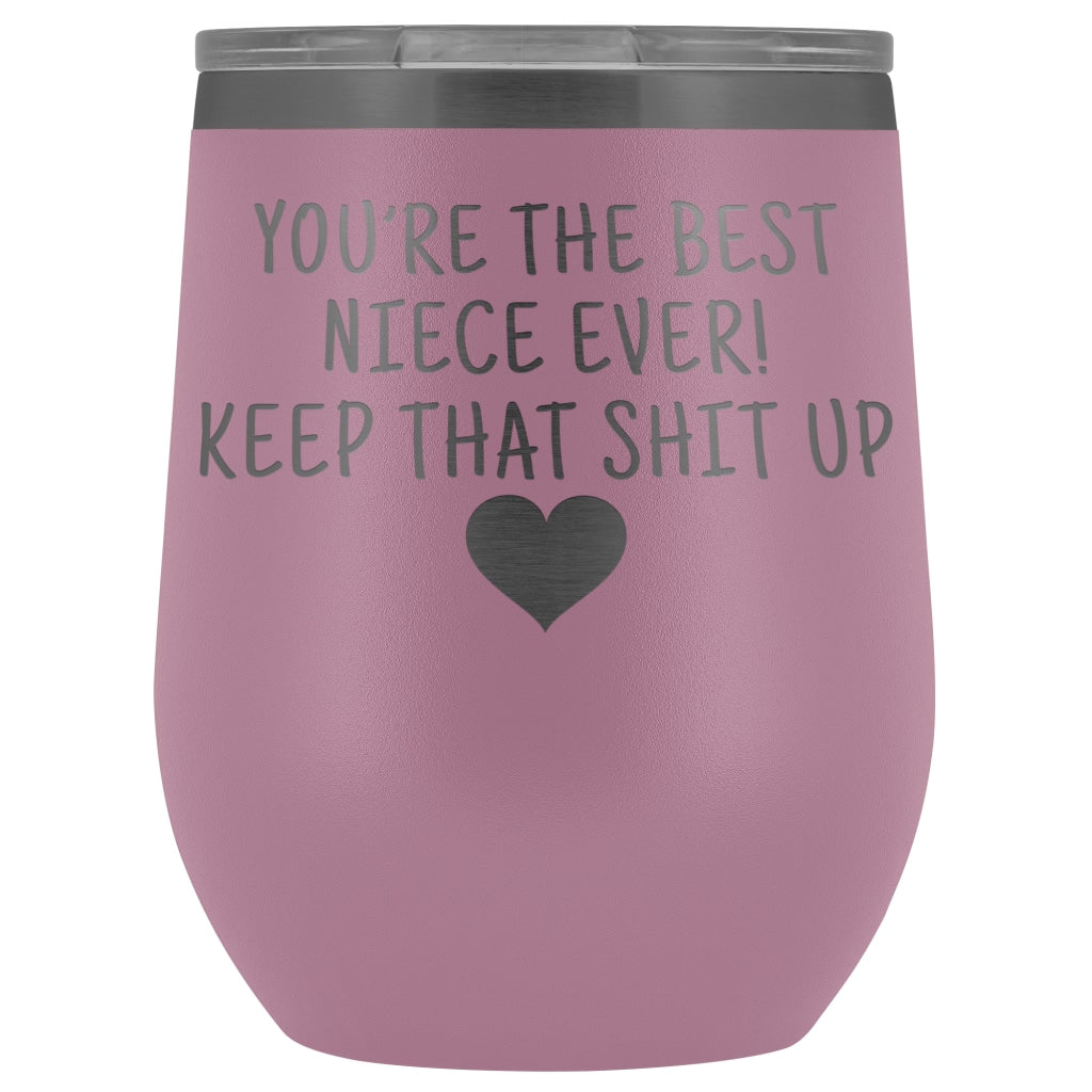 Unique Niece Gifts: Best Niece Ever! Insulated Wine Tumbler 12oz $29.99 | Light Purple Wine Tumbler