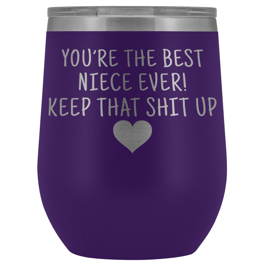 Unique Niece Gifts: Best Niece Ever! Insulated Wine Tumbler 12oz $29.99 | Purple Wine Tumbler