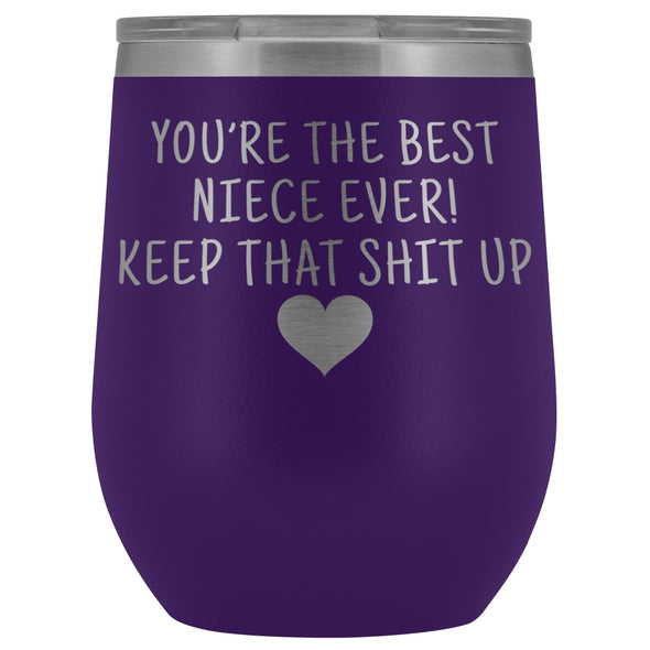 Unique Niece Gifts: Best Niece Ever! Insulated Wine Tumbler 12oz $29.99 | Purple Wine Tumbler