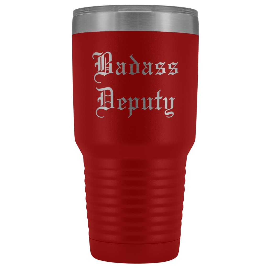 Unique Sheriff Deputy Gift: Personalized Badass Deputy County Sheriff Police Officer Gift Idea Old English Insulated Tumbler 30 oz $38.95 |