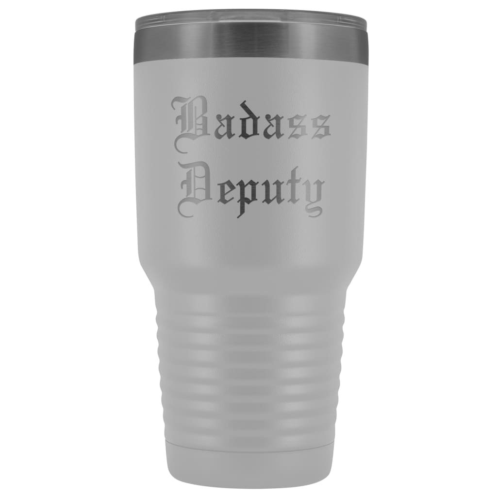 Unique Sheriff Deputy Gift: Personalized Badass Deputy County Sheriff Police Officer Gift Idea Old English Insulated Tumbler 30 oz $38.95 |