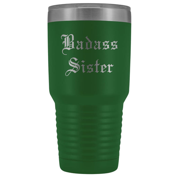 Unique Sister Gift: Personalized Old English Badass Sister Birthday Christmas Insulated Tumbler 30 oz $38.95 | Green Tumblers