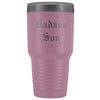 Unique Son Gift: Personalized Old English Badass Son 18th/21st Birthday Graduation Insulated Tumbler 30 oz $38.95 | Light Purple Tumblers