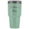 Unique Son Gift: Personalized Old English Badass Son 18th/21st Birthday Graduation Insulated Tumbler 30 oz $38.95 | Teal Tumblers