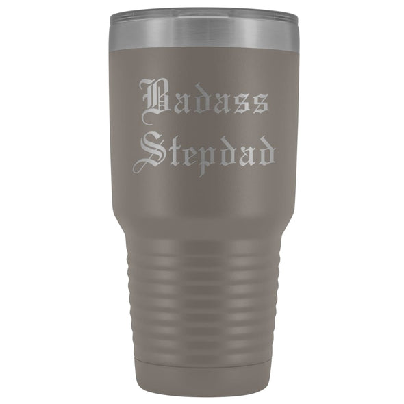 Unique Step Dad Gift: Personalized Old English Badass Stepdad Fathers Day Insulated Tumbler 30 oz $38.95 | Pewter Tumblers
