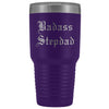 Unique Step Dad Gift: Personalized Old English Badass Stepdad Fathers Day Insulated Tumbler 30 oz $38.95 | Purple Tumblers