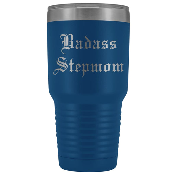 Unique Step Mom Gift: Personalized Old English Badass Stepmom Mothers Day Insulated Tumbler 30 oz $38.95 | Blue Tumblers