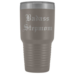 Load image into Gallery viewer, Unique Step Mom Gift: Personalized Old English &amp;quot;Badass Stepmom&amp;quot; Mother&amp;#39;s Day Insulated Tumbler 30 oz