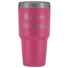 Load image into Gallery viewer, Unique Step Mom Gift: Personalized Old English &amp;quot;Badass Stepmom&amp;quot; Mother&amp;#39;s Day Insulated Tumbler 30 oz