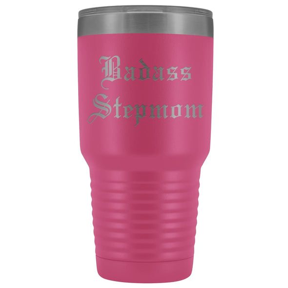 Unique Step Mom Gift: Personalized Old English Badass Stepmom Mothers Day Insulated Tumbler 30 oz $38.95 | Pink Tumblers
