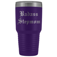 Load image into Gallery viewer, Unique Step Mom Gift: Personalized Old English &amp;quot;Badass Stepmom&amp;quot; Mother&amp;#39;s Day Insulated Tumbler 30 oz