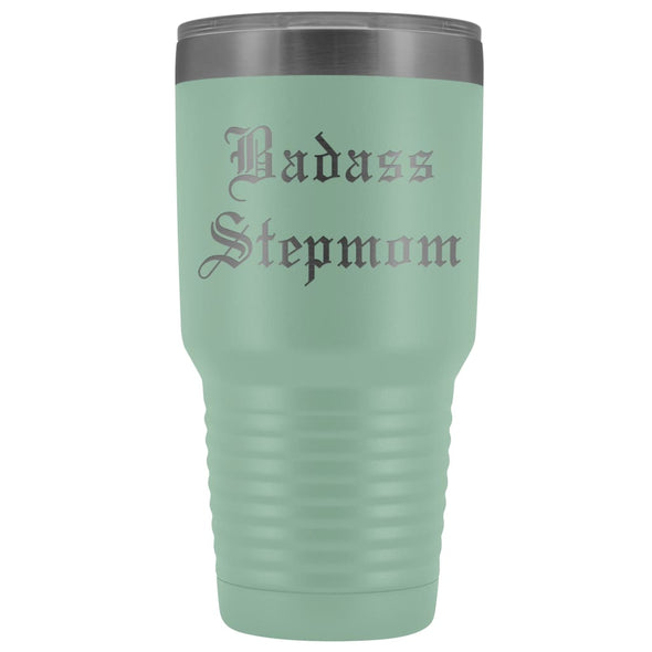 Unique Step Mom Gift: Personalized Old English Badass Stepmom Mothers Day Insulated Tumbler 30 oz $38.95 | Teal Tumblers