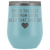Unique Step Mom Gifts: Best Stepmom Ever! Insulated Wine Tumbler 12oz $29.99 | Light Blue Wine Tumbler