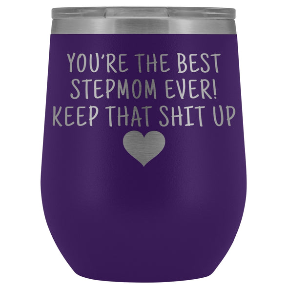Unique Step Mom Gifts: Best Stepmom Ever! Insulated Wine Tumbler 12oz $29.99 | Purple Wine Tumbler