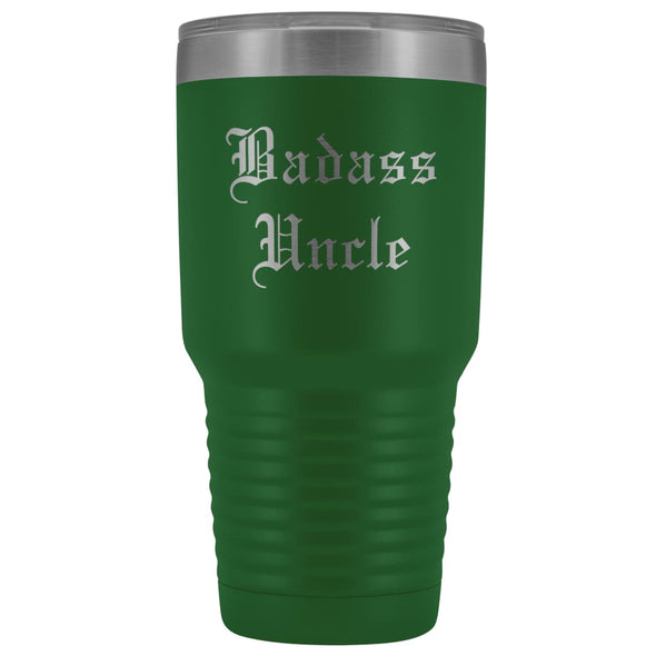 Unique Uncle Gift: Personalized Old English Badass Uncle Birthday Uncle Gift for Brother Insulated Tumbler 30 oz $38.95 | Green Tumblers