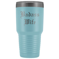 Load image into Gallery viewer, Unique Wife Gift: Personalized Old English &amp;quot;Badass Wife&amp;quot; Birthday Christmas Anniversary Insulated Tumbler 30 oz