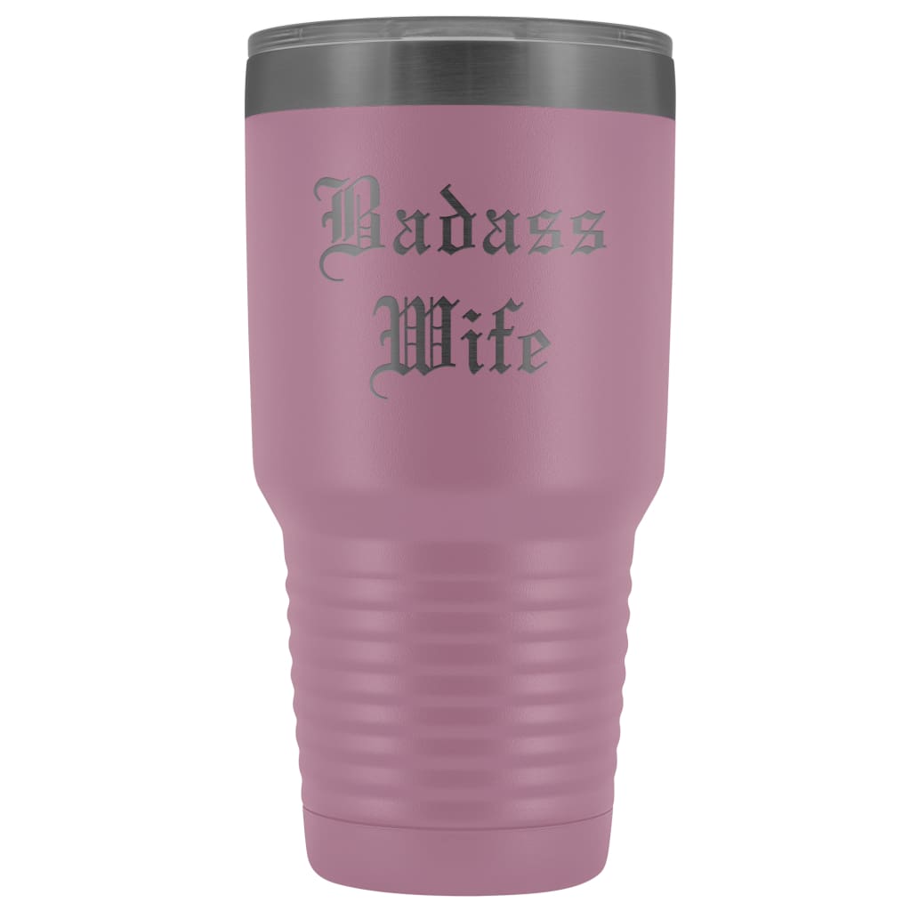 Unique Wife Gift: Personalized Old English "Badass Wife" Birthday Christmas Anniversary Insulated Tumbler 30 oz — photo 5