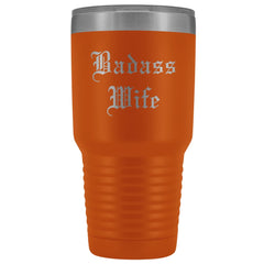 Load image into Gallery viewer, Unique Wife Gift: Personalized Old English &amp;quot;Badass Wife&amp;quot; Birthday Christmas Anniversary Insulated Tumbler 30 oz