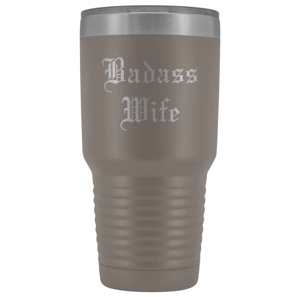 Unique Wife Gift: Personalized Old English "Badass Wife" Birthday Christmas Anniversary Insulated Tumbler 30 oz — photo 7