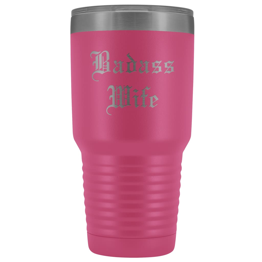 Unique Wife Gift: Personalized Old English "Badass Wife" Birthday Christmas Anniversary Insulated Tumbler 30 oz — photo 8