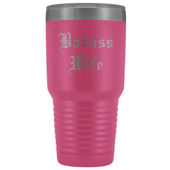 Load image into Gallery viewer, Unique Wife Gift: Personalized Old English &amp;quot;Badass Wife&amp;quot; Birthday Christmas Anniversary Insulated Tumbler 30 oz