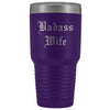Unique Wife Gift: Personalized Old English Badass Wife Birthday Christmas Anniversary Insulated Tumbler 30 oz $38.95 | Purple Tumblers