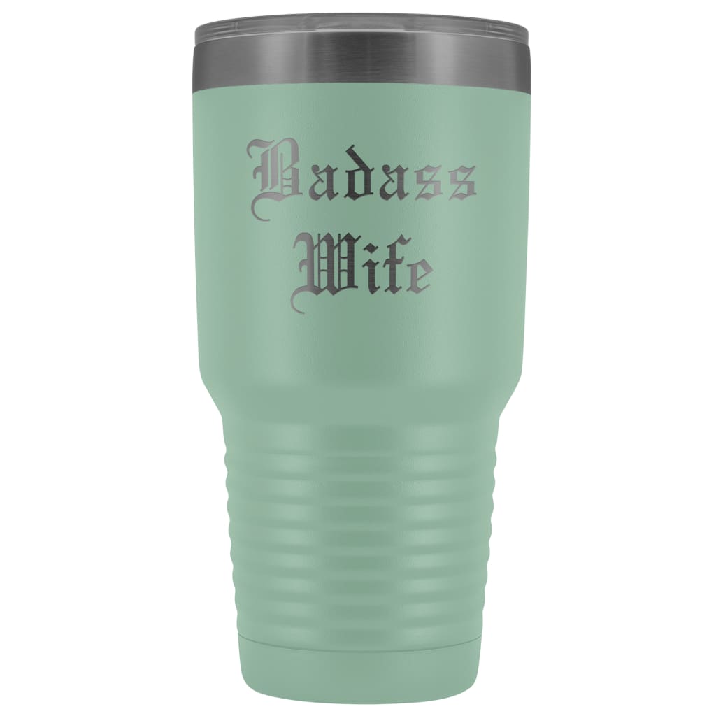 Unique Wife Gift: Personalized Old English "Badass Wife" Birthday Christmas Anniversary Insulated Tumbler 30 oz — photo 10