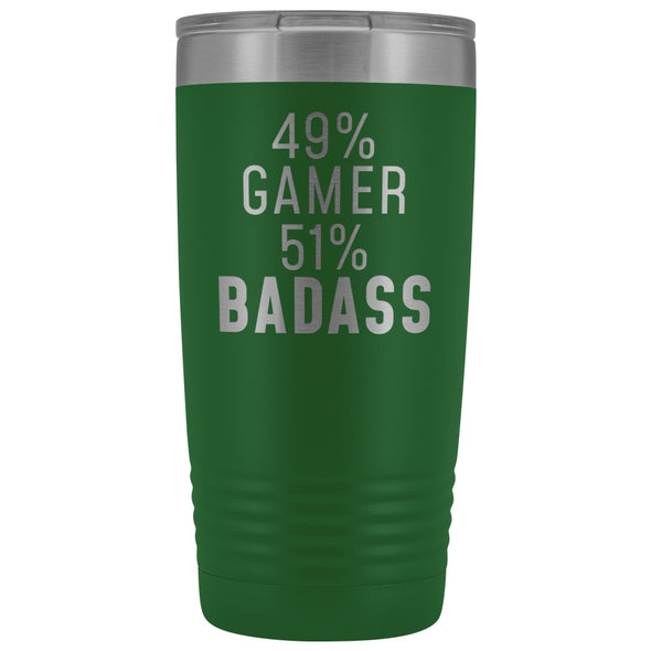 Video Gaming Gift: 49% Gamer 51% Badass Insulated Tumbler 20oz $29.99 | Green Tumblers