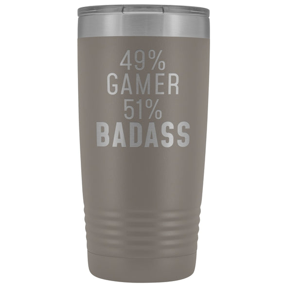 Video Gaming Gift: 49% Gamer 51% Badass Insulated Tumbler 20oz $29.99 | Pewter Tumblers