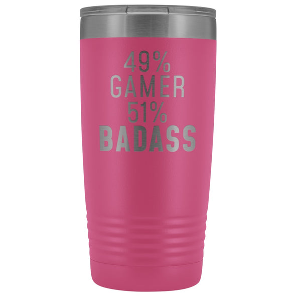 Video Gaming Gift: 49% Gamer 51% Badass Insulated Tumbler 20oz $29.99 | Pink Tumblers